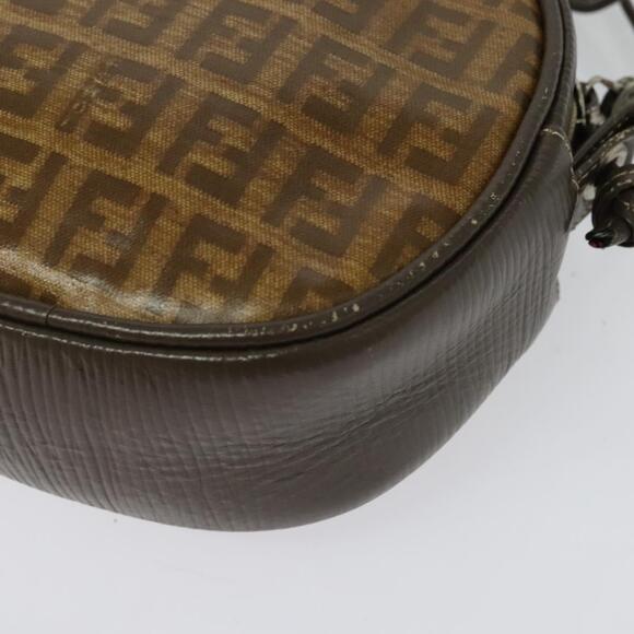 FENDI Zucchino Canvas Shoulder Bag Pvc Dark Brown - Picture 5 of 12